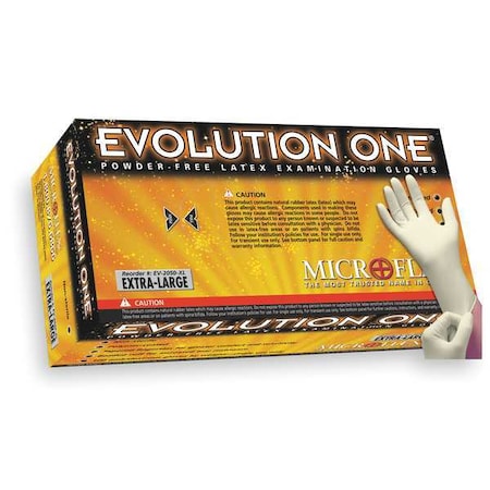 Microflex Evolution One, Latex Disposable Gloves, 5.5 mil, Powder-Free, L, 100 PK, Beige