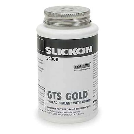 Pipe Thread Sealant 9.6 fl oz, Brush-Top Can, Slickon GTS Gold, Yellow, Paste