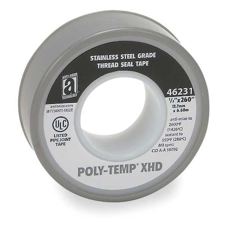 Thread Seal Tape, 1/2 In. W, 260 In. L