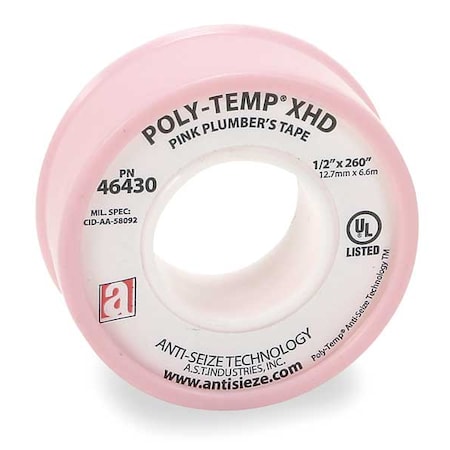 Thread Seal Tape, 1/2 In. W, 260 In. L