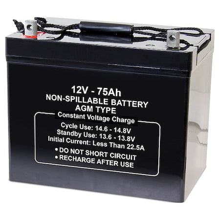 Battery, Sealed Lead Acid, 12V, 75Ah, Bolt