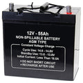 Battery, Sealed Lead Acid, 12V, 55Ah, Bolt