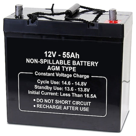 Battery, Sealed Lead Acid, 12V, 55Ah, Bolt