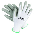 Coated Gloves, Nitrile, Smooth, Palm, 4 Abrasion Level, White/Gray, L (9) 1 PR