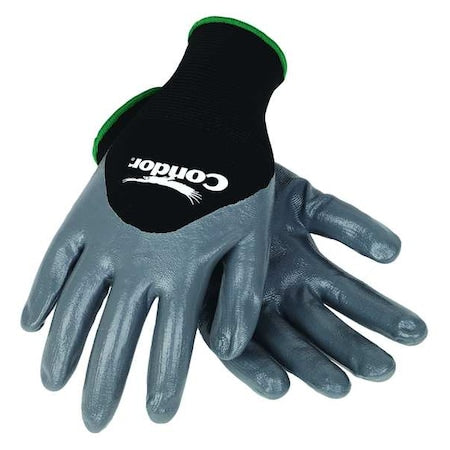 Coated Gloves, Nitrile, Smooth, 3/4 Dip, 3 Abrasion Level, Black, M (8) 1 PR