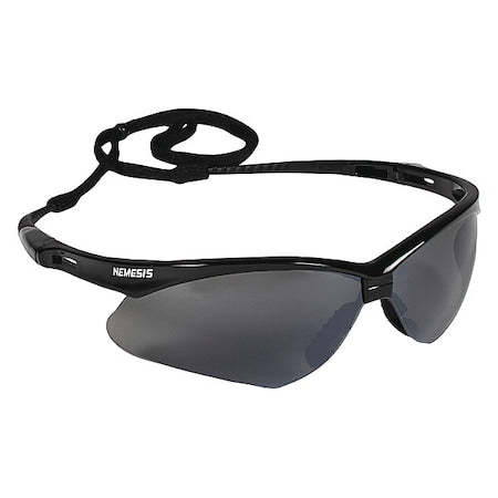 V30 Nemesis Safety Glasses, Anti-Scratch, Wraparound, Black Frame, Smoke (Gray) Mirror Lens