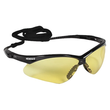 V30 Nemesis Safety Glasses, Anti-Scratch, Wraparound, Black Frame, Amber Lens