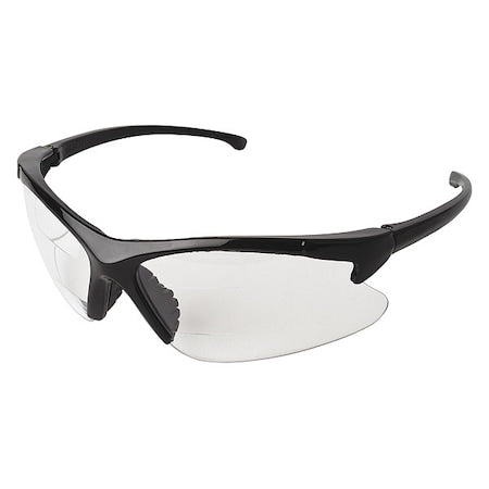 V60 30-06 Dual Reader Safety Glasses, Black Wraparound Frame, 2.5 Diopter, Clear Lens, Universal