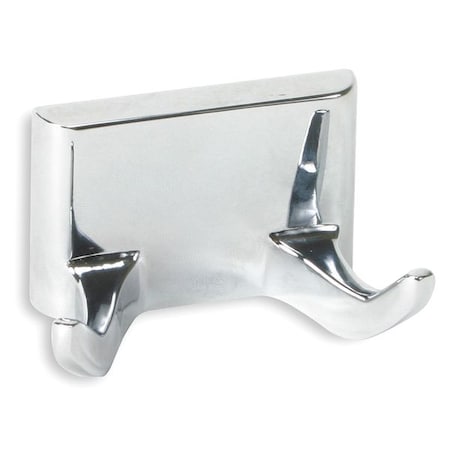 Bathroom Hook, 2 Hook, 1-1/2In D, Chrome