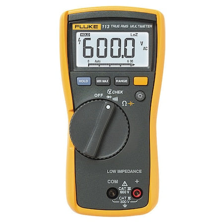Digital Multimeter, 600 V Max DC, 0 V Max AC, TRMS, 6,000 Instrument Counts, Backlit LCD