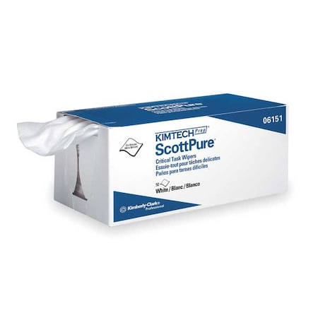 Kimtech Prep ScottPure Critical Task Wipers,White, 12 in x 23 in, 50 sheets per pack, 8 PK