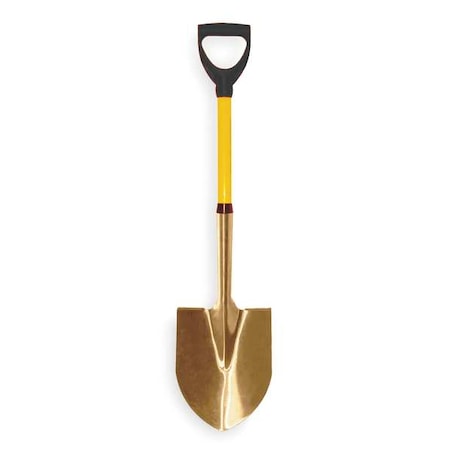 Round Point Shovel, Not Applicable Blade, Aluminum Blade, Standard Step, 25-3/4 in L Yellow