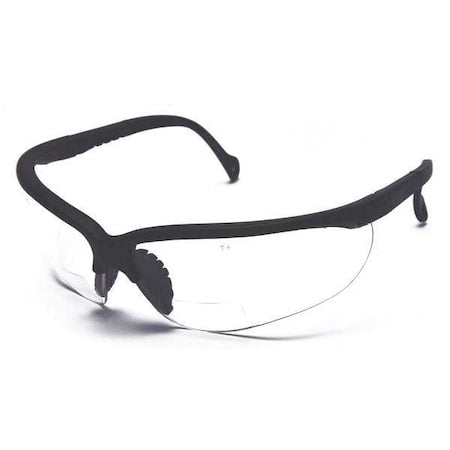 Not Applicable Reader Safety Glasses, Black Wraparound Frame, 1.5 Diopter, Clear Lens, Universal