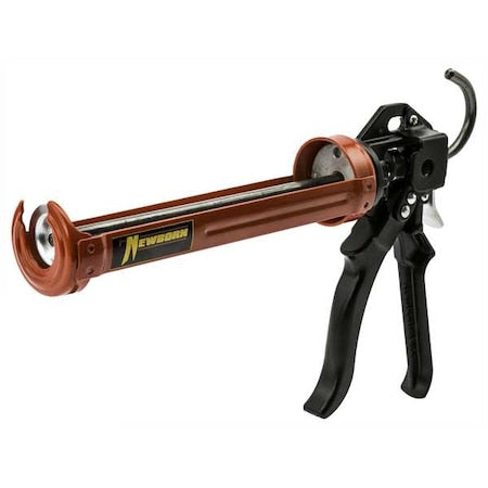 Caulk Gun, 10 oz Container Size, Steel, 18:01, Revolving Half Barrel Frame, Blue