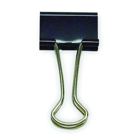 Binder Clip, 1-1/4 In, Metal, Black, PK24