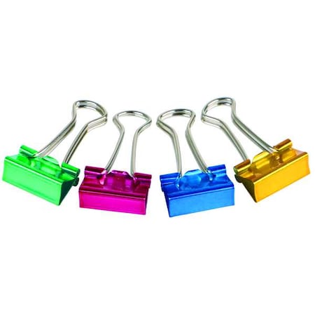 Binder Clip, 1-1/4 In, Metal, Assorted, Pk24