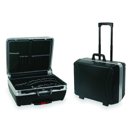 WESTWARD Rolling Tool Case, Aluminum, Black, 19 in W x 15 in D x 10-1/2 in H