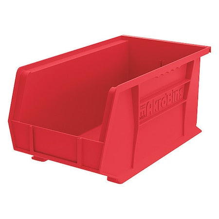 Hang & Stack Storage Bin, Plastic, Red, 7 in H, 8 1/4 in W, 14 3/4 in L