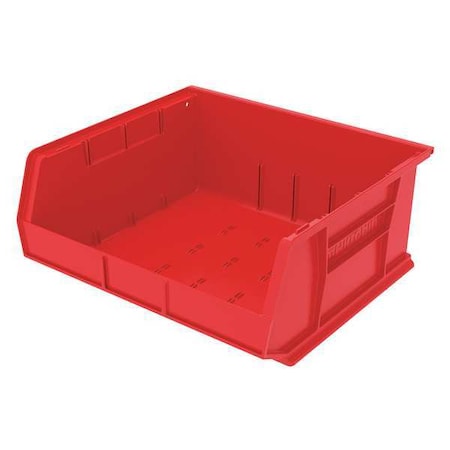 Hang & Stack Storage Bin, 16-1/2 in W x 14-3/4 in L x 7 in H, 75 lb Load Capacity, Red, Plastic