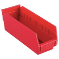 Shelf Storage Bin, Plastic, 4-1/8 in W x 4 in H x 11-5/8 in L, Red