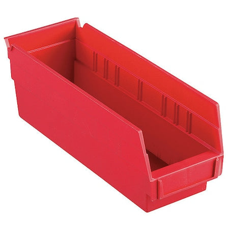 Shelf Storage Bin, Plastic, 4-1/8 in W x 4 in H x 11-5/8 in L, Red