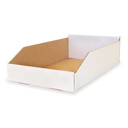 Corrugated Shelf Bin, Cardboard, 10 1/4 in W, 4 3/4 in H, White