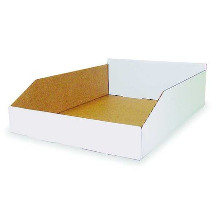 Corrugated Shelf Bin, Cardboard, 12 1/4 in W, 4 3/4 in H, White