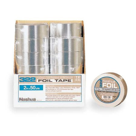 Foil Tape, 1 7/8 in W x 50 1/4 yd L, 5 mil Thick, Silver, 322,1 roll