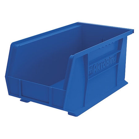 Hang & Stack Storage Bin, Plastic, 8-1/4 in W x 14-3/4 in L x 7 in H, Blue