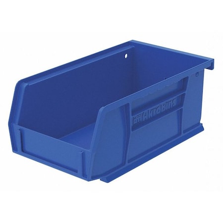 Hang & Stack Storage Bin, Plastic, 4 1/8 in W, 3 in H, 7 3/8 in L, Blue