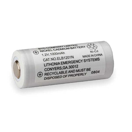 Battery, Nickel Cadmium, 1.2V, 1A/HR., Depth: 11/16 in