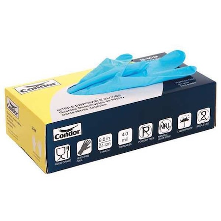 Disposable Gloves, Nitrile, Powder-Free, 3 mil, Blue, 2XL (Size 11), PK100