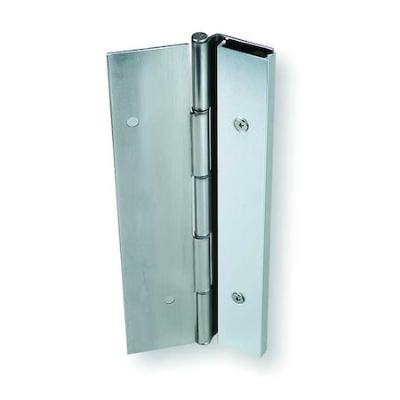 Piano Hinge, Stainless Steel, Half Surface Mounting, 1 3/4 in Leaf W x 8 ft Leaf H, Satin