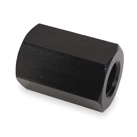 Coupling Nut, 1"-8, Steel, Grade 5, Black Oxide, 2-1/2 in Lg, 1-5/8 in Hex Wd
