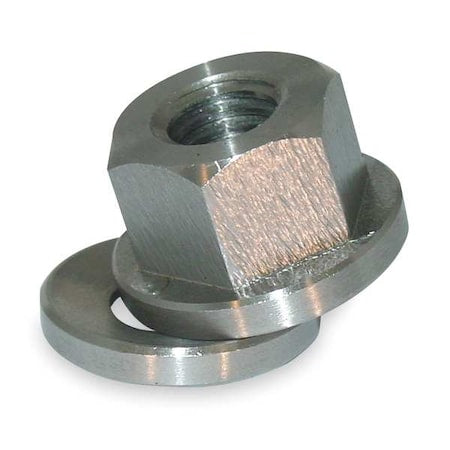 Spherical Flange Nut, 1/4"-20, 18-8 Stainless Steel, 18-8, Plain, 1/2 in Hex Wd, 7/32 in Hex Ht