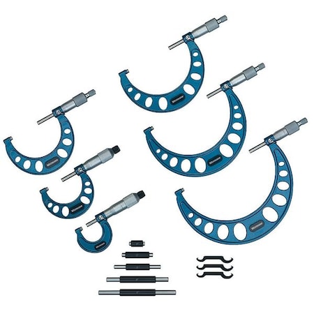 Outside Micrometer Set, 6 Pc, 1-6 In