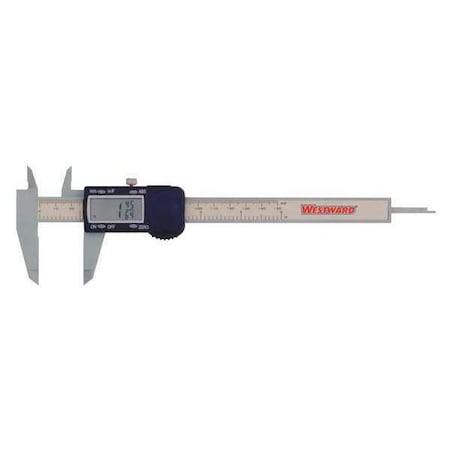 Digital Caliper, Fractional, Poly, 6 In