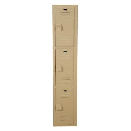 Wardrobe Locker, 12 in W, 12 in D, 72 in H, (1) Wide, (3) Tier, Beige
