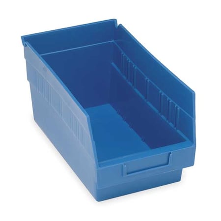 Shelf Storage Bin, Polypropylene, Blue, 6 in H, 6 5/8 in W, 11 5/8 in L
