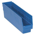 Shelf Storage Bin, Polypropylene, Blue, 6 in H, 4 1/8 in W, 17 7/8 in L