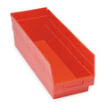 Shelf Storage Bin, Polypropylene, Red, 6 in H, 6 5/8 in W, 17 7/8 in L