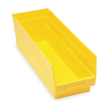 Shelf Storage Bin, Polypropylene, Yellow, 6 in H, 8 3/8 in W, 17 7/8 in L