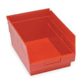 Shelf Storage Bin, Polypropylene, Red, 6 in H, 11 1/8 in W, 17 7/8 in L