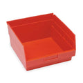 Shelf Storage Bin, Polypropylene, Red, 6 in H, 11 1/8 in W, 11 5/8 in L