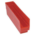 Shelf Storage Bin, Polypropylene, Red, 6 in H, 4 1/8 in W, 17 7/8 in L