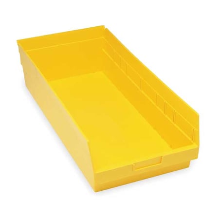Shelf Storage Bin, Polypropylene, Yellow, 6 in H, 11 1/8 in W, 23 5/8 in L