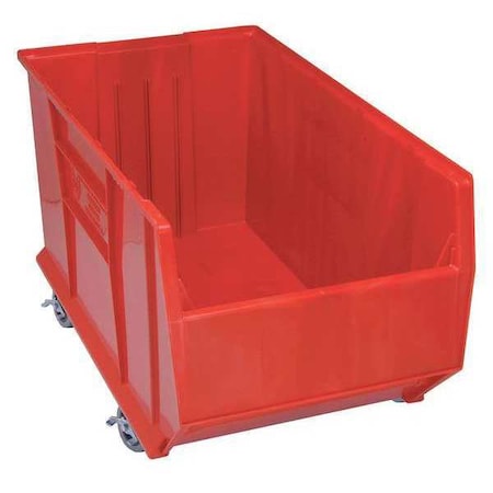 Mobile Storage Bin, Polypropylene, Red, 17 1/2 in H, 19 7/8 in W, 35 7/8 in L