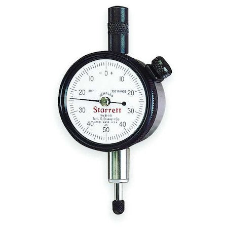 Dial Indicator, 0 to 0.250 In, 0-50-0