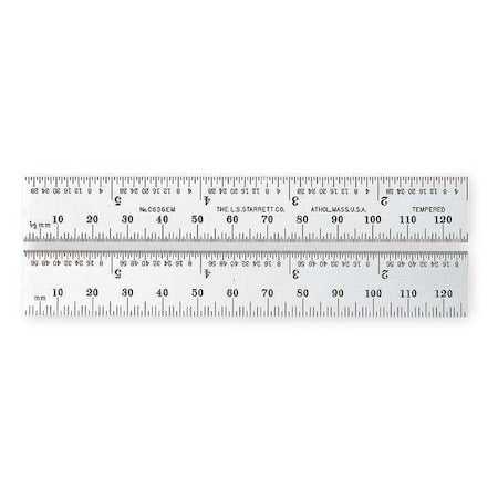 Steel Rule, Spring Tempered, 12 In, Type 36