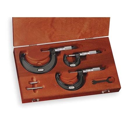 Micrometer Set, 0 to 3 In, 0.0001 In